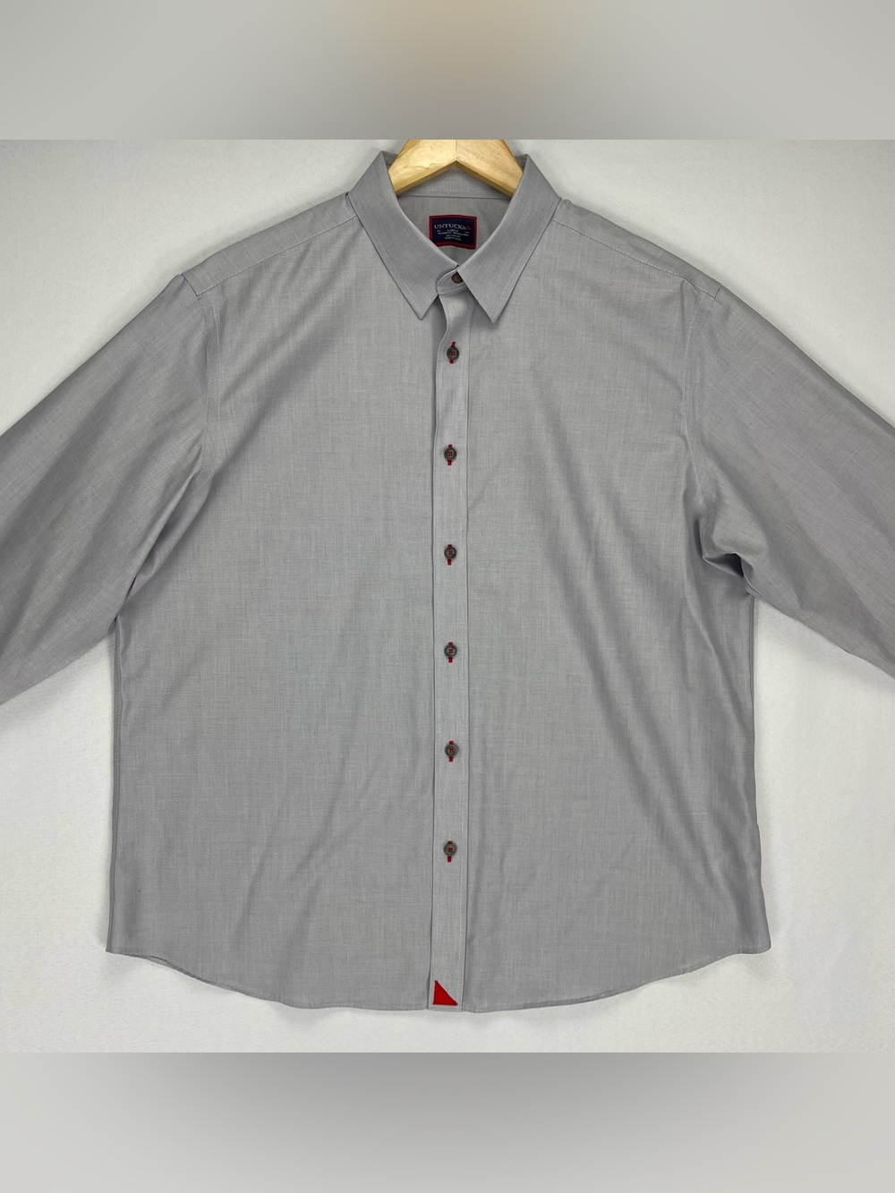 UNTUCKit Shirt Men’s L Gray Relaxed Fit Wrinkle Free Rubican WF Button Down - Picture 6 of 11